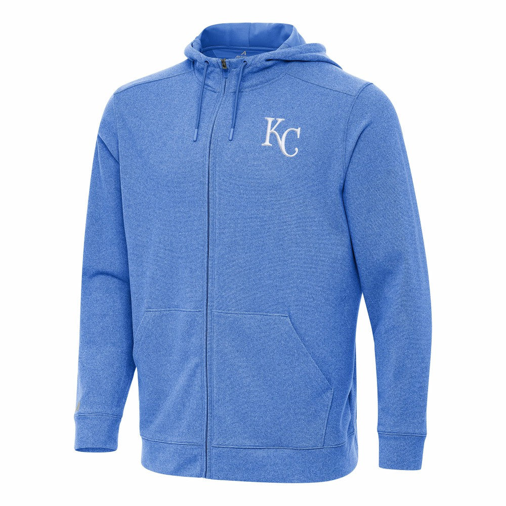 Kansas City Royals Antigua Effortless Full-Zip Hooded Jacket - Heather Royal Jackets