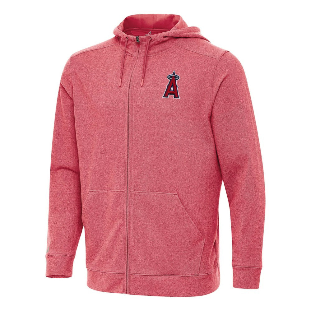 Los Angeles Angels Antigua Effortless Full-Zip Hooded Jacket - Heather Red Jackets