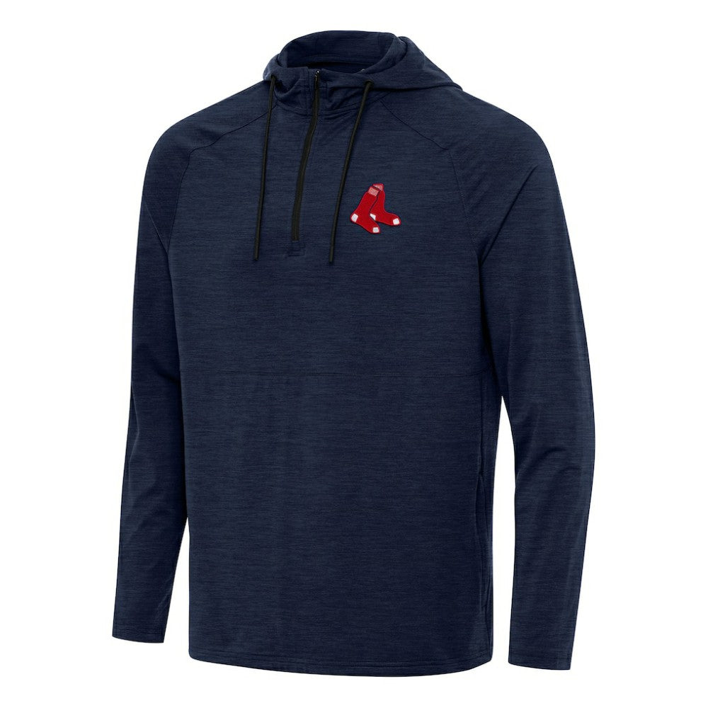 Boston Red Sox Antigua Spikes Quarter-Zip Pullover Hoodie - Heather Navy Hoodies