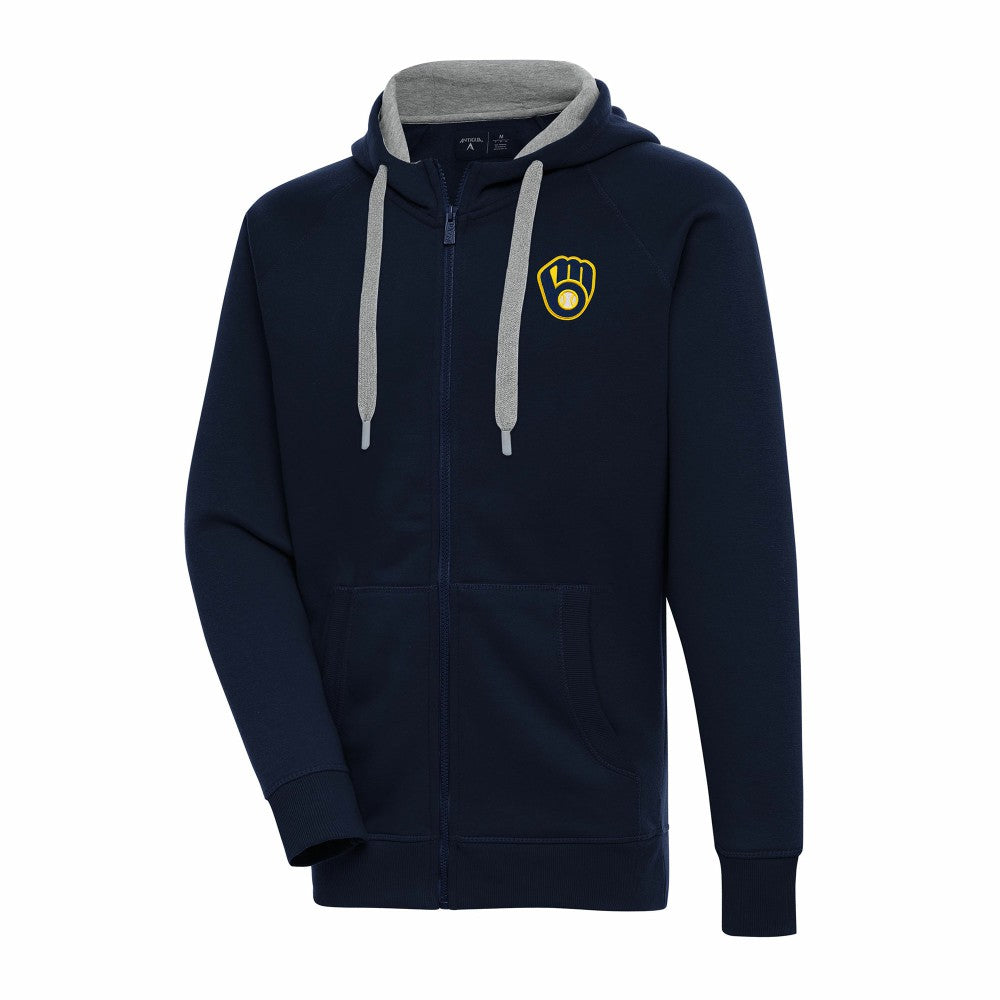 Milwaukee Brewers Antigua Big & Tall Victory Full-Zip Hoodie Jacket - Navy Jackets