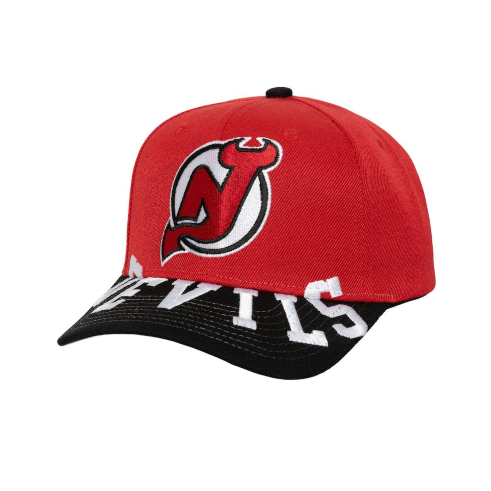 New Jersey Devils Mitchell & Ness Underarch Two-Tone Pro Crown Snapback Hat - Red/Black | US 201994434