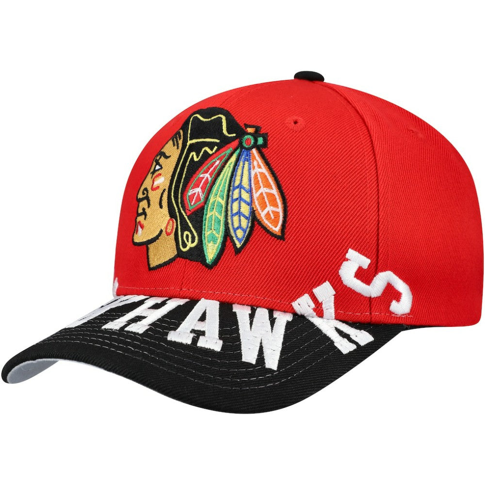 Chicago Blackhawks Mitchell & Ness Underarch Two-Tone Pro Crown Snapback Hat - Red/Black | US 201994440