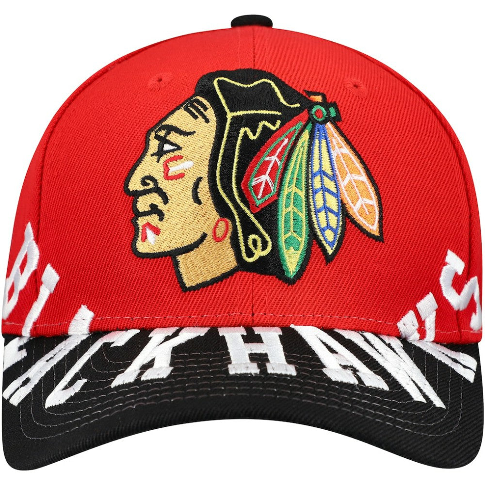 Chicago Blackhawks Mitchell & Ness Underarch Two-Tone Pro Crown Snapback Hat - Red/Black | US 201994440
