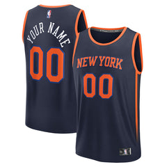 New York Knicks Fast Break Custom Jersey Statement Edition Navy - Fanatics