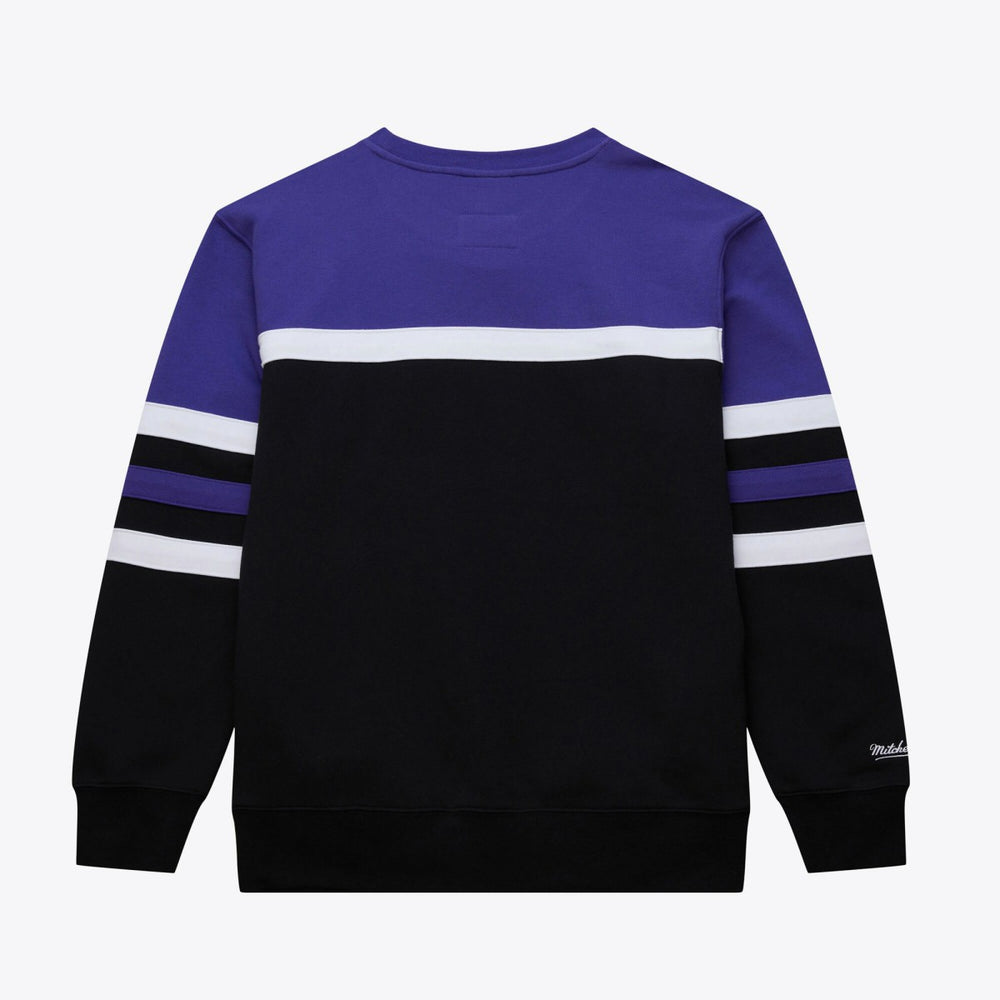 Utah Jazz Hardwood Classics Vintage Logo Head Coach Pullover Sweatshirt Black/Purple - Mitchell & Ness