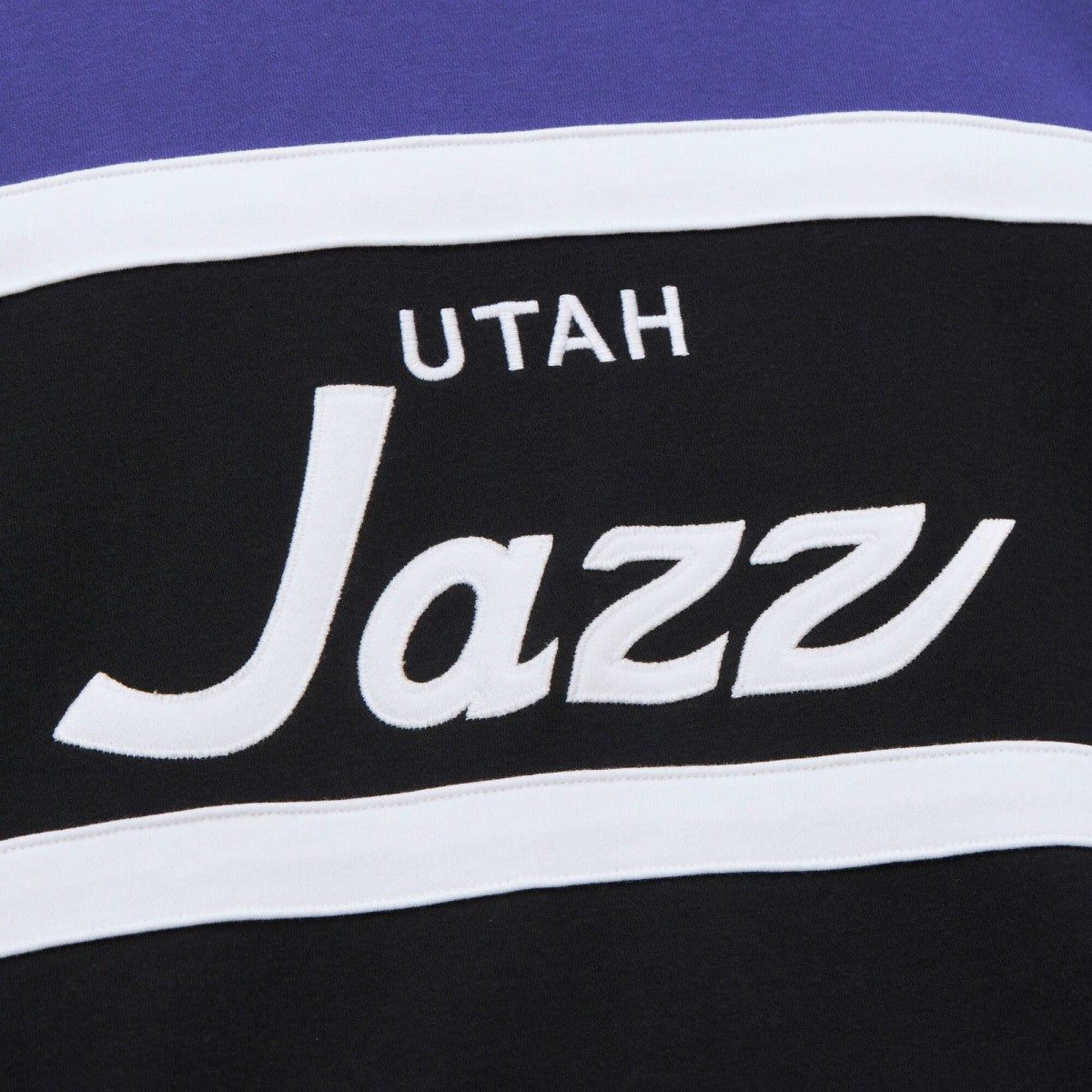 Utah Jazz Hardwood Classics Vintage Logo Head Coach Pullover Sweatshirt Black/Purple - Mitchell & Ness