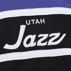 Utah Jazz Hardwood Classics Vintage Logo Head Coach Pullover Sweatshirt Black/Purple - Mitchell & Ness