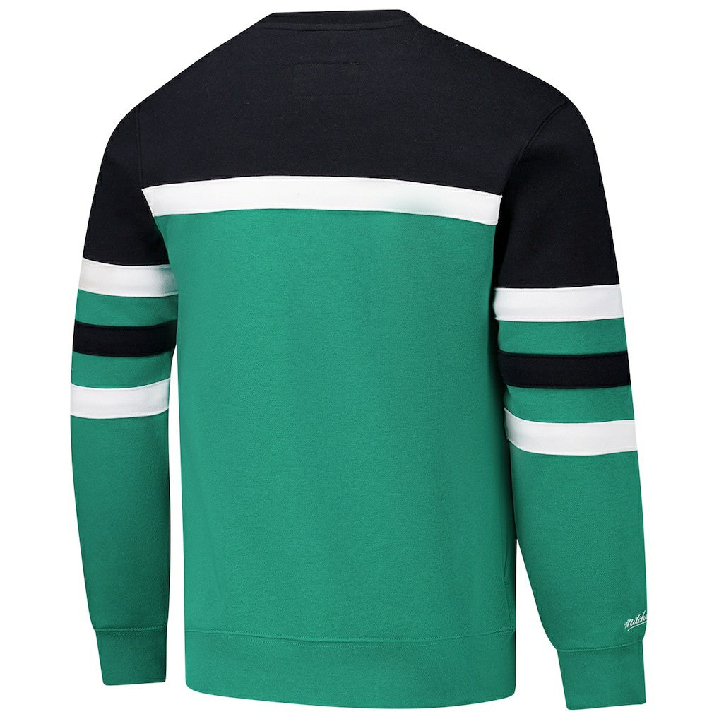 Boston Celtics Hardwood Classics Vintage Logo Head Coach Pullover Sweatshirt Kelly Green/Black - Mitchell & Ness