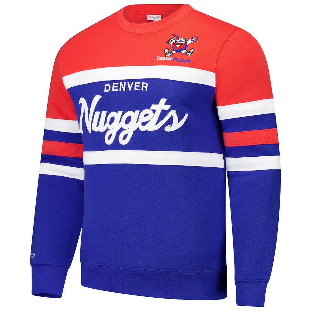 Denver Nuggets Hardwood Classics Vintage Logo Head Coach Pullover Sweatshirt Royal/Red - Mitchell & Ness