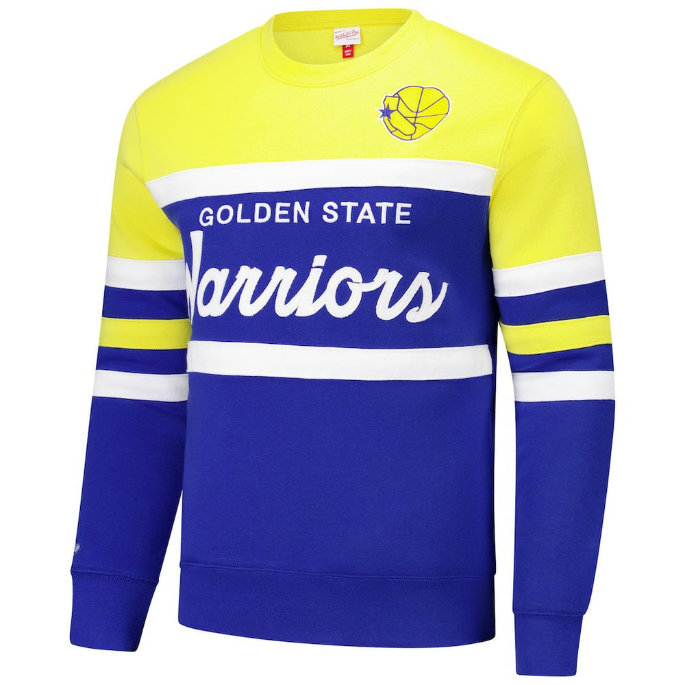 Golden State Warriors Hardwood Classics Vintage Logo Head Coach Pullover Sweatshirt Royal/Gold - Mitchell & Ness