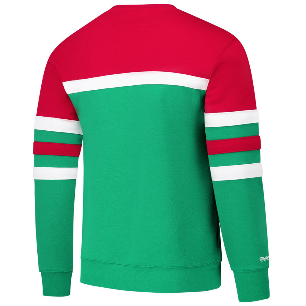 Milwaukee Bucks Hardwood Classics Vintage Logo Head Coach Pullover Sweatshirt Green/Red - Mitchell & Ness