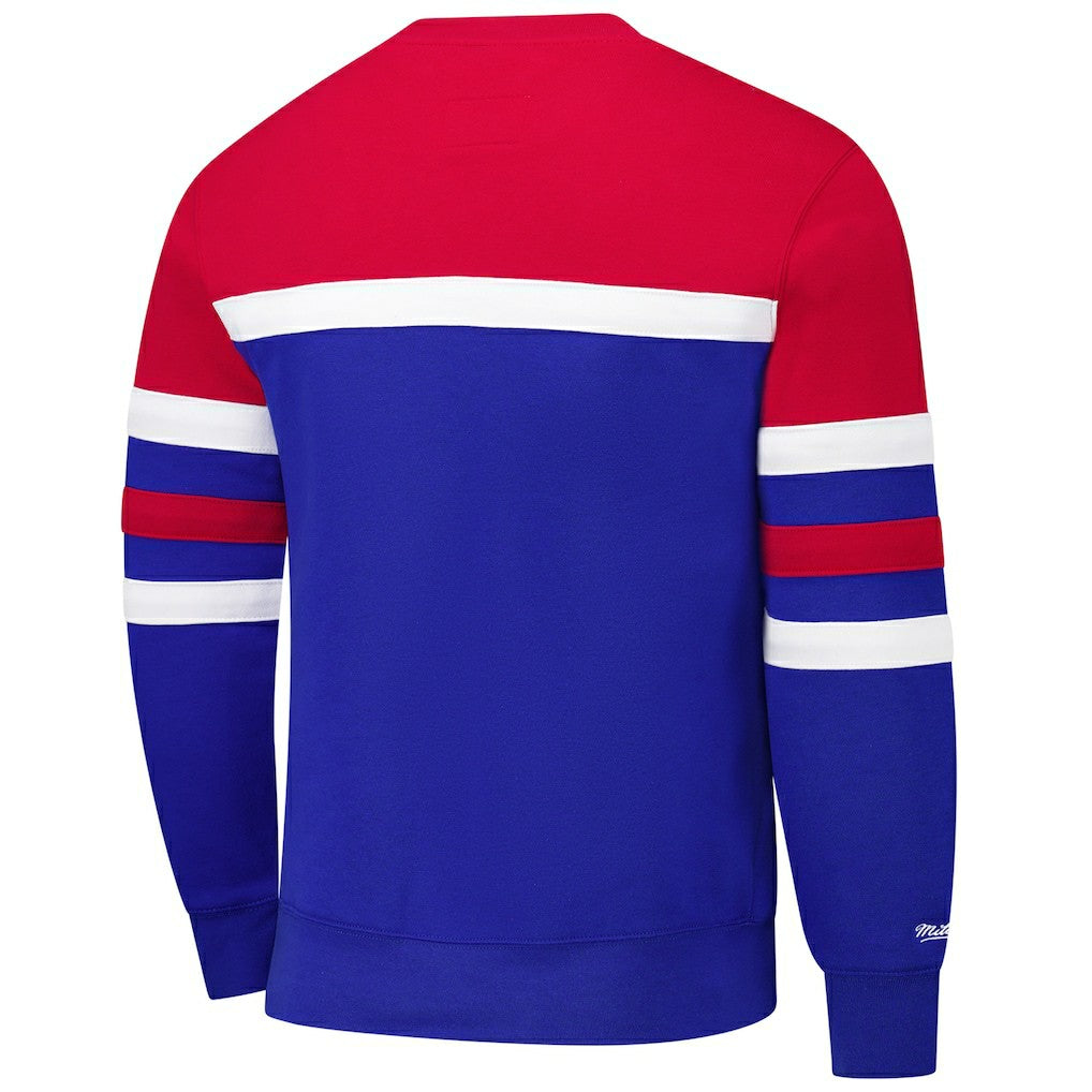 Philadelphia 76ers Hardwood Classics Vintage Logo Head Coach Pullover Sweatshirt Royal/Red - Mitchell & Ness