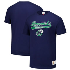 Dallas Mavericks Hardwood Classics Felt Applique Slub T-Shirt Navy - Mitchell & Ness