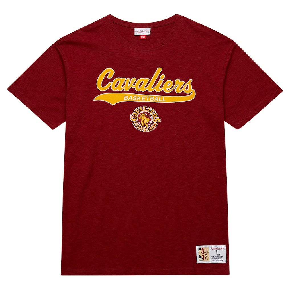 Cleveland Cavaliers Hardwood Classics Felt Applique Slub T-Shirt Wine - Mitchell & Ness