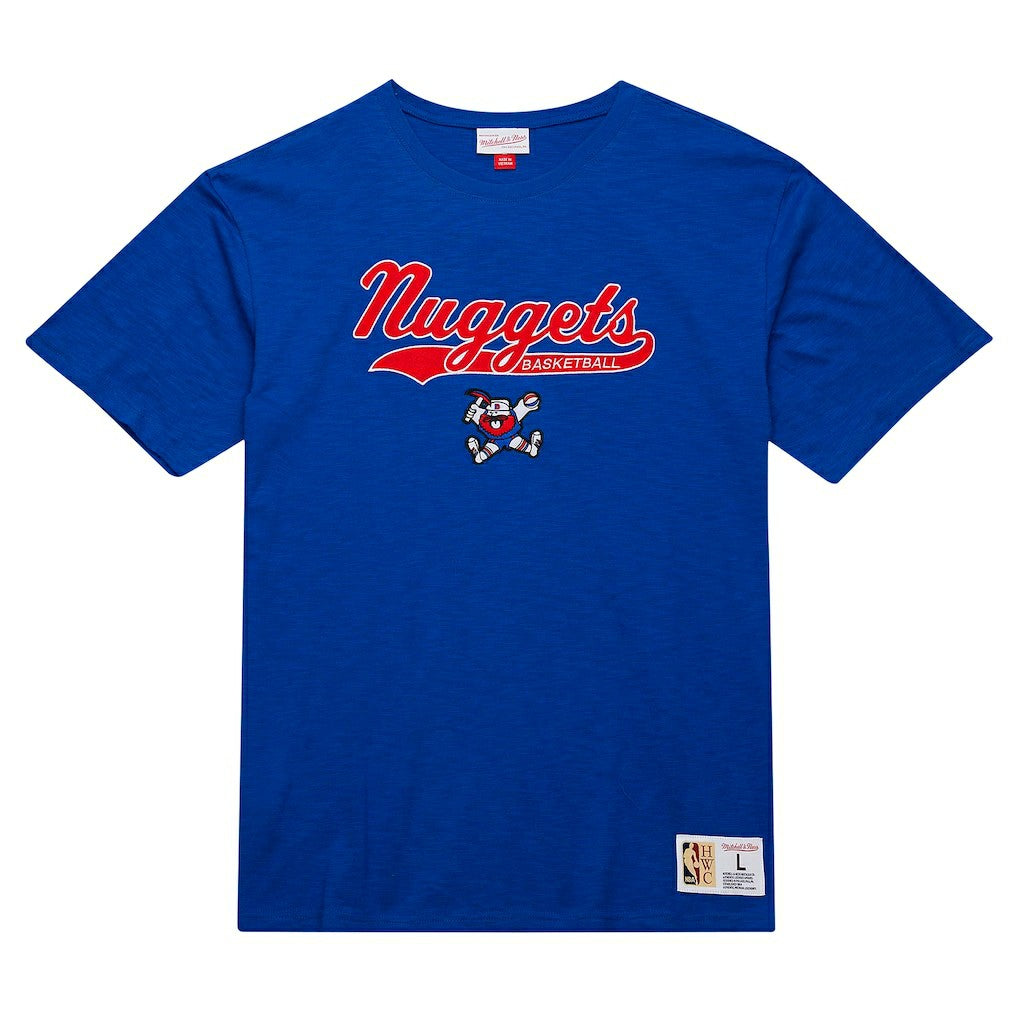 Denver Nuggets Hardwood Classics Felt Applique Slub T-Shirt Royal - Mitchell & Ness outlet