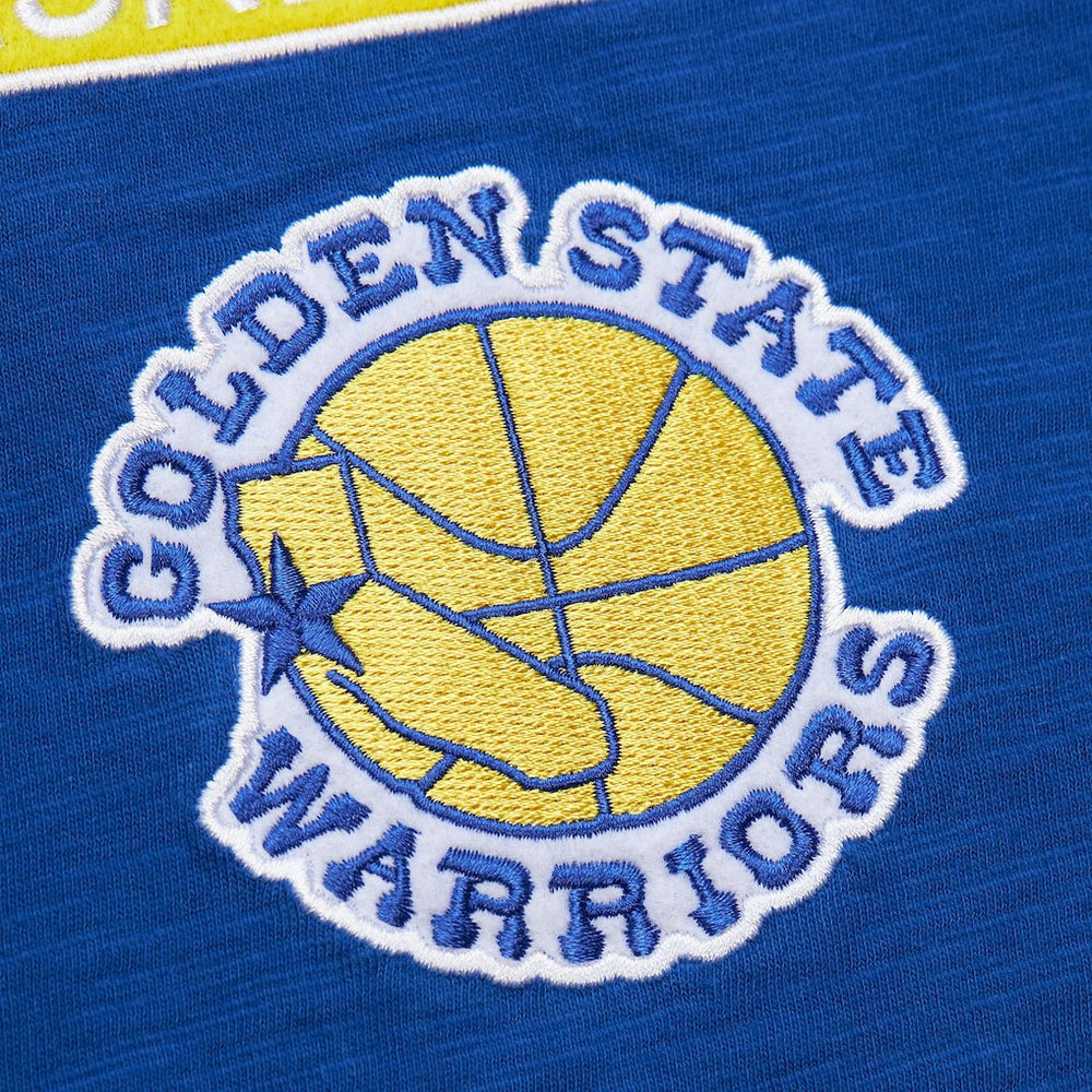 Golden State Warriors Hardwood Classics Felt Applique Slub T-Shirt Royal - Mitchell & Ness outlet