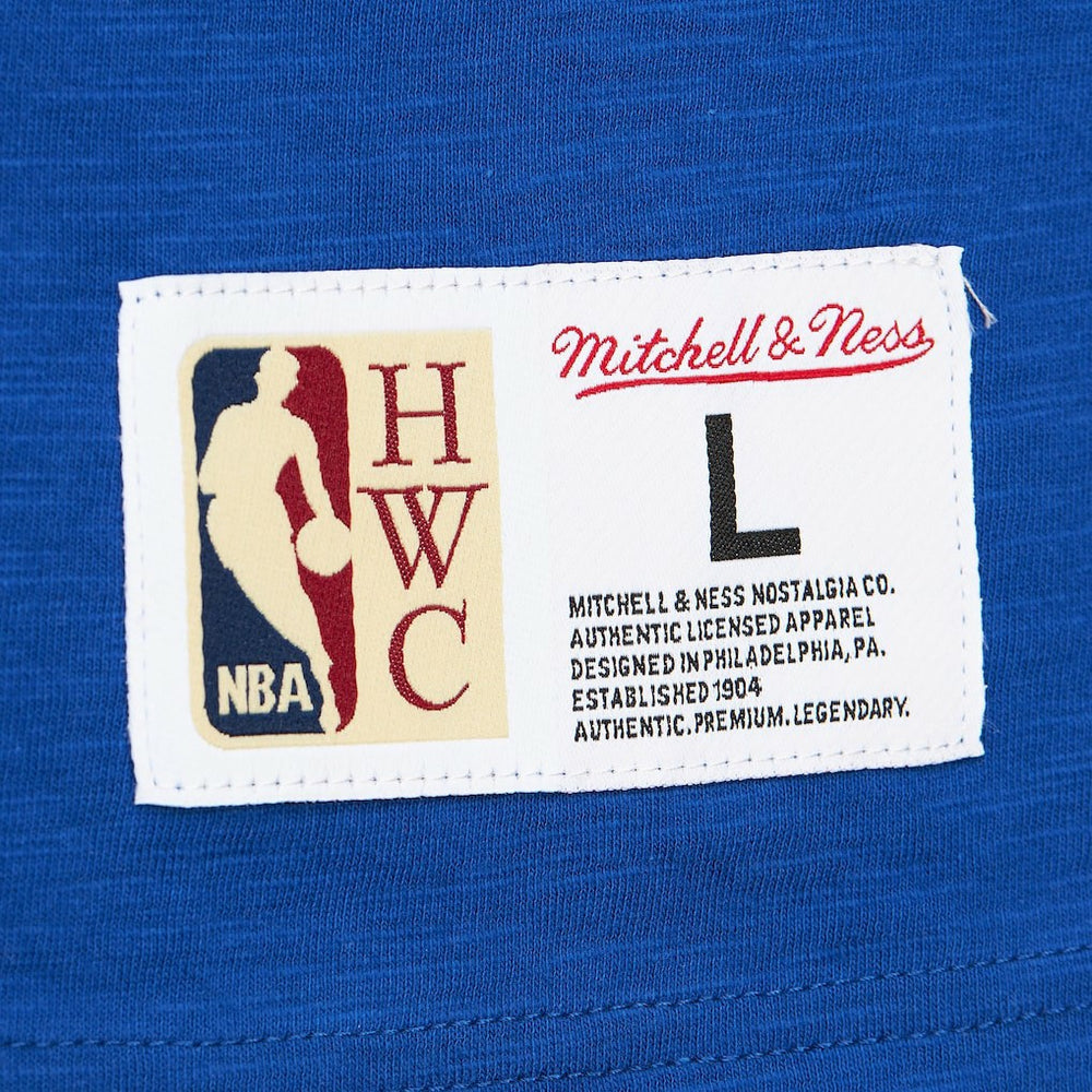 Golden State Warriors Hardwood Classics Felt Applique Slub T-Shirt Royal - Mitchell & Ness outlet