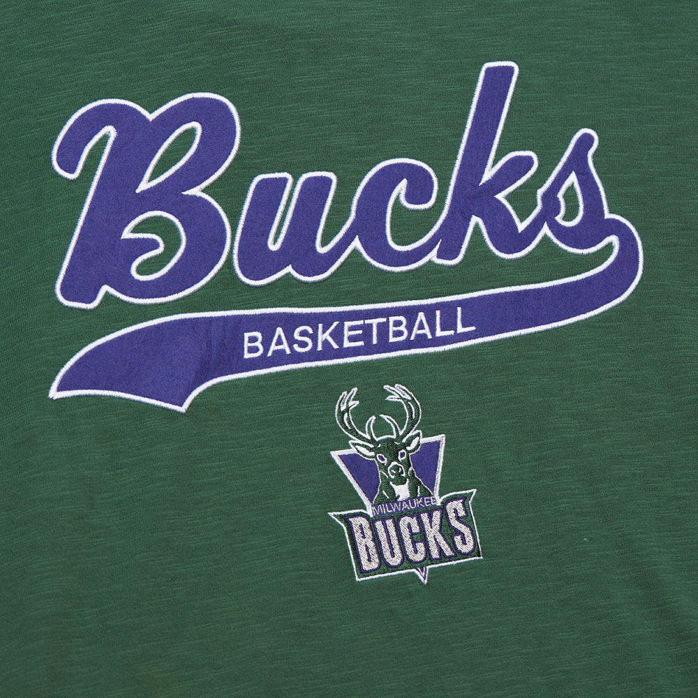 Milwaukee Bucks Hardwood Classics Felt Applique Slub T-Shirt Green - Mitchell & Ness outlet