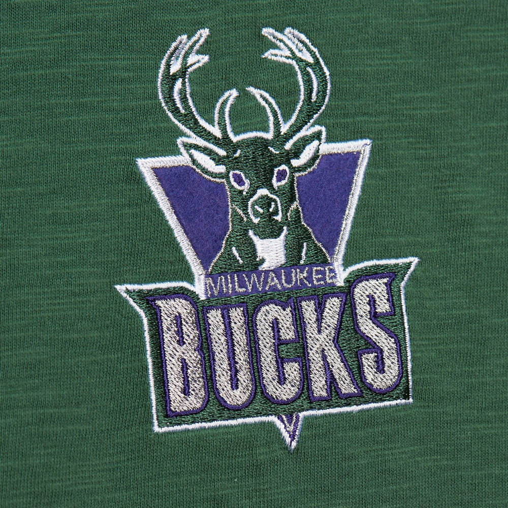 Milwaukee Bucks Hardwood Classics Felt Applique Slub T-Shirt Green - Mitchell & Ness outlet