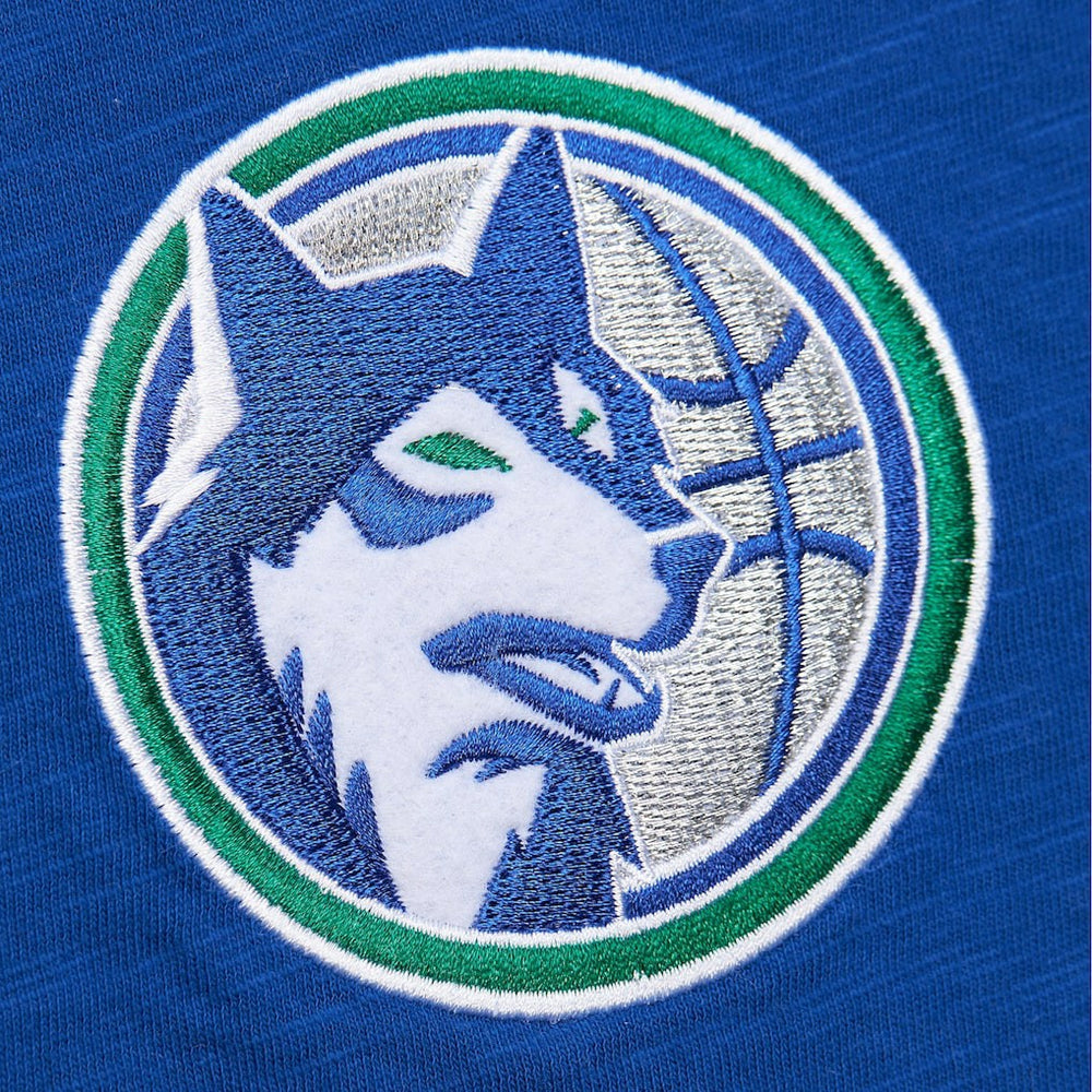 Minnesota Timberwolves Hardwood Classics Felt Applique Slub T-Shirt Blue - Mitchell & Ness