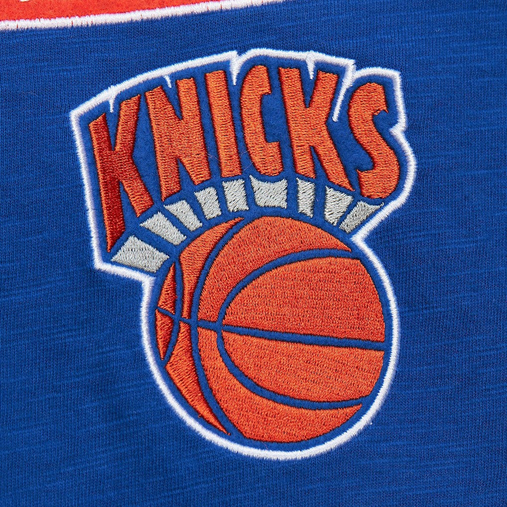 New York Knicks Hardwood Classics Felt Applique Slub T-Shirt Blue - Mitchell & Ness