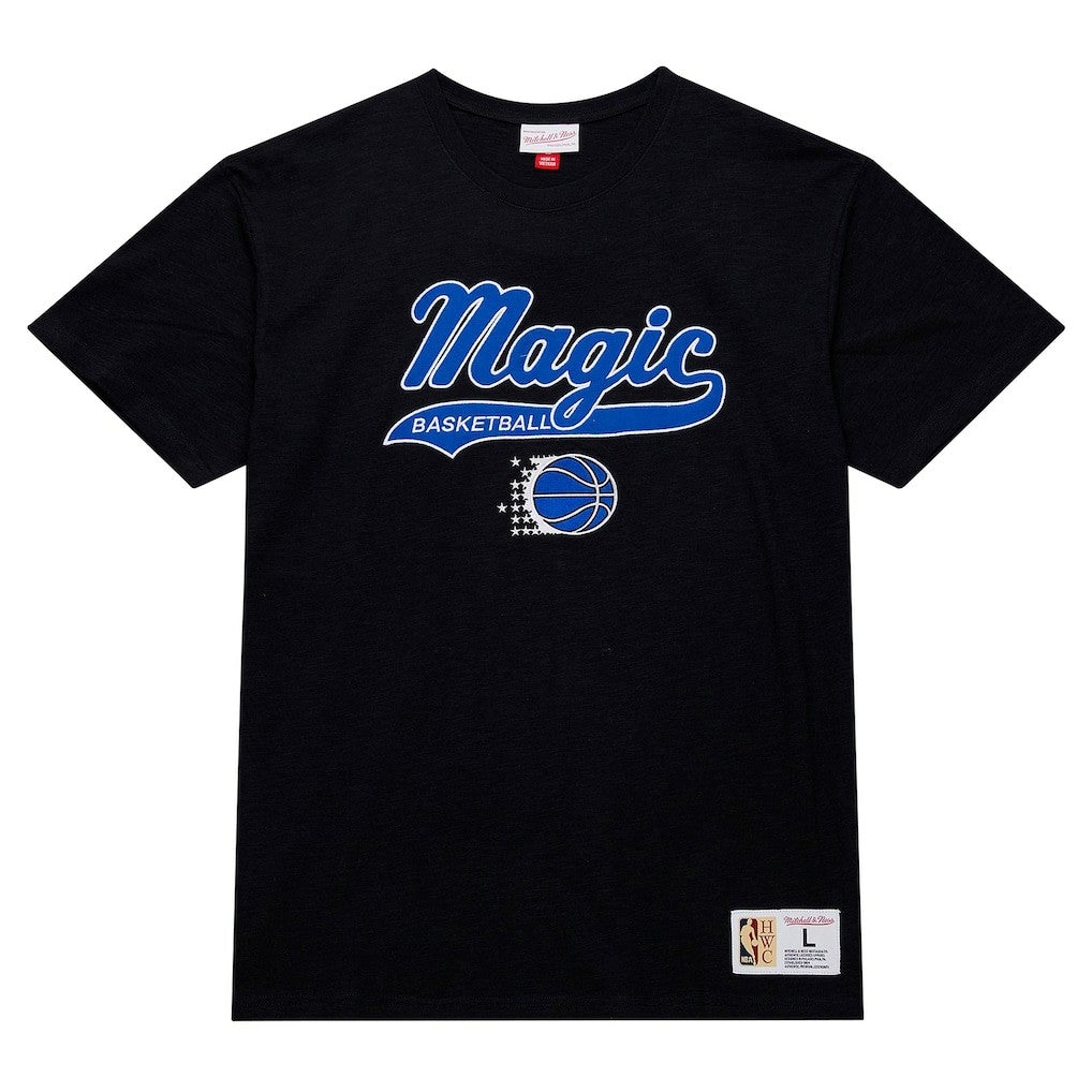 Orlando Magic Hardwood Classics Felt Applique Slub T-Shirt Black - Mitchell & Ness