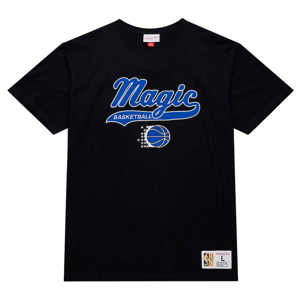 Orlando Magic Hardwood Classics Felt Applique Slub T-Shirt Black - Mitchell & Ness