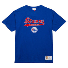 Philadelphia 76ers Hardwood Classics Felt Applique Slub T-Shirt Royal - Mitchell & Ness