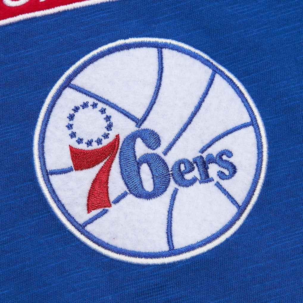 Philadelphia 76ers Hardwood Classics Felt Applique Slub T-Shirt Royal - Mitchell & Ness