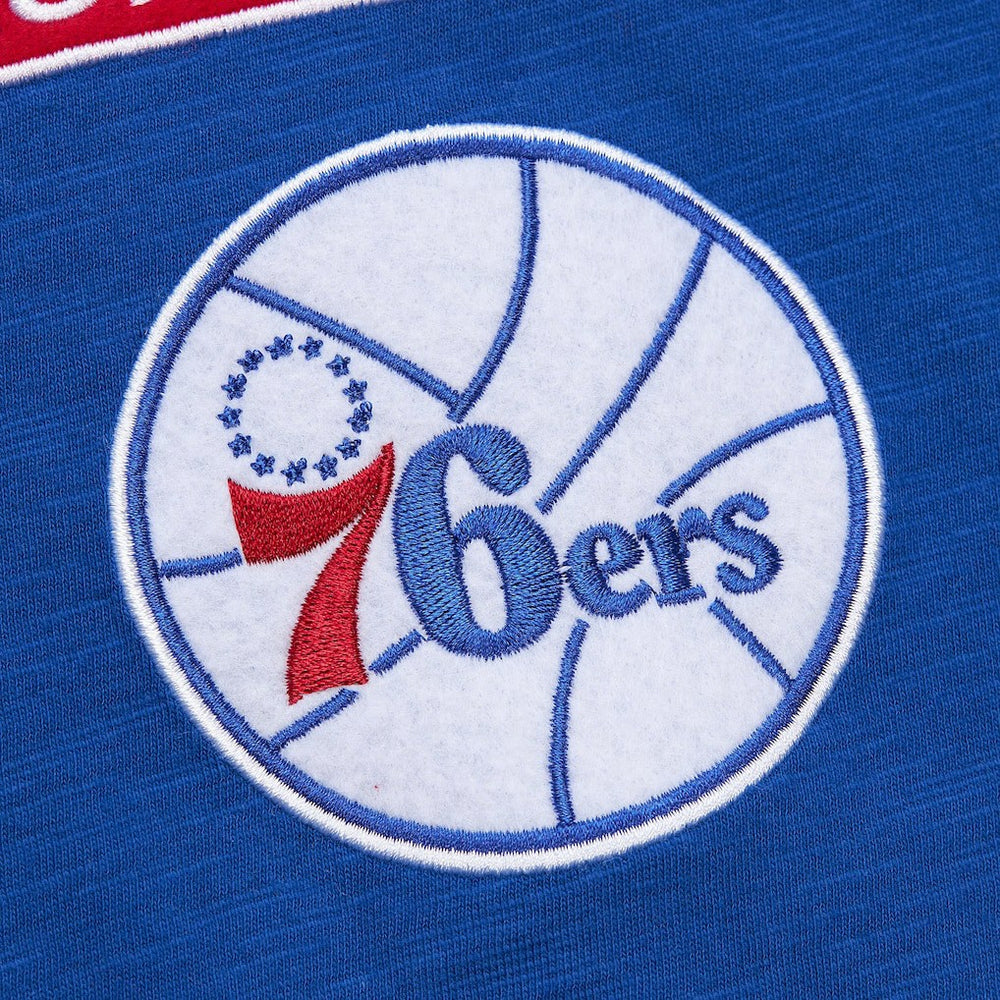 Philadelphia 76ers Hardwood Classics Felt Applique Slub T-Shirt Royal - Mitchell & Ness