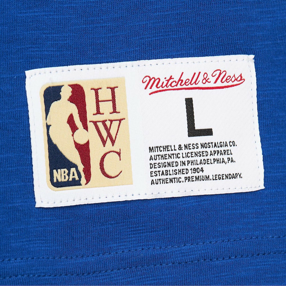 Philadelphia 76ers Hardwood Classics Felt Applique Slub T-Shirt Royal - Mitchell & Ness