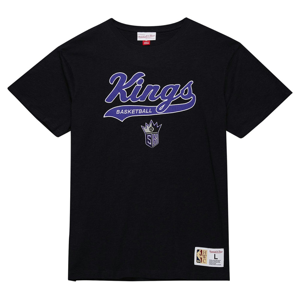 Sacramento Kings Hardwood Classics Felt Applique Slub T-Shirt Black - Mitchell & Ness