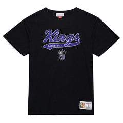 Sacramento Kings Hardwood Classics Felt Applique Slub T-Shirt Black - Mitchell & Ness