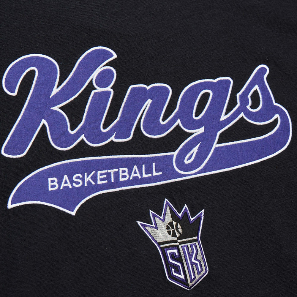 Sacramento Kings Hardwood Classics Felt Applique Slub T-Shirt Black - Mitchell & Ness