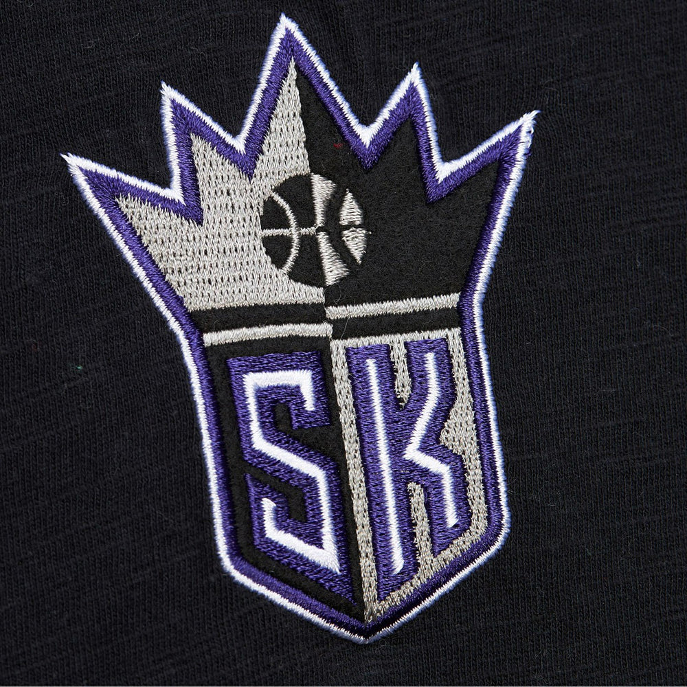 Sacramento Kings Hardwood Classics Felt Applique Slub T-Shirt Black - Mitchell & Ness