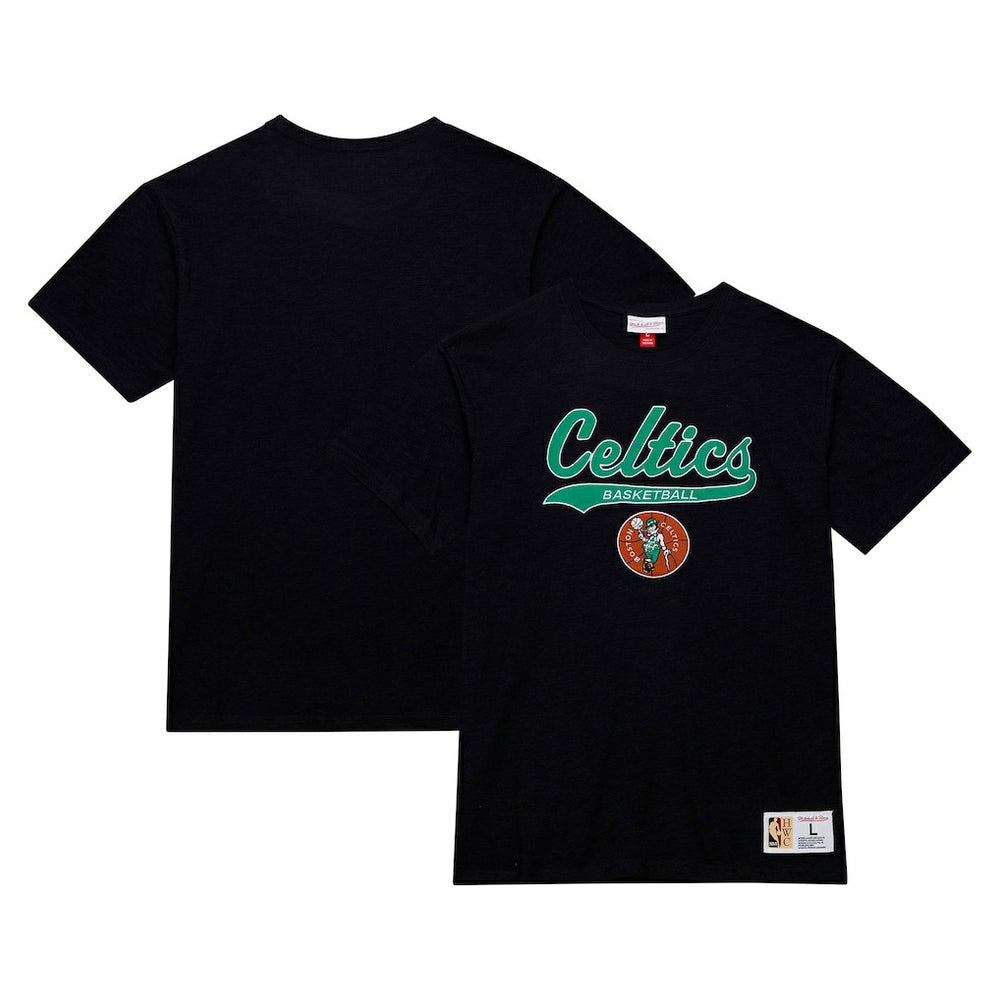 Boston Celtics Hardwood Classics Felt Applique Slub T-Shirt Black - Mitchell & Ness