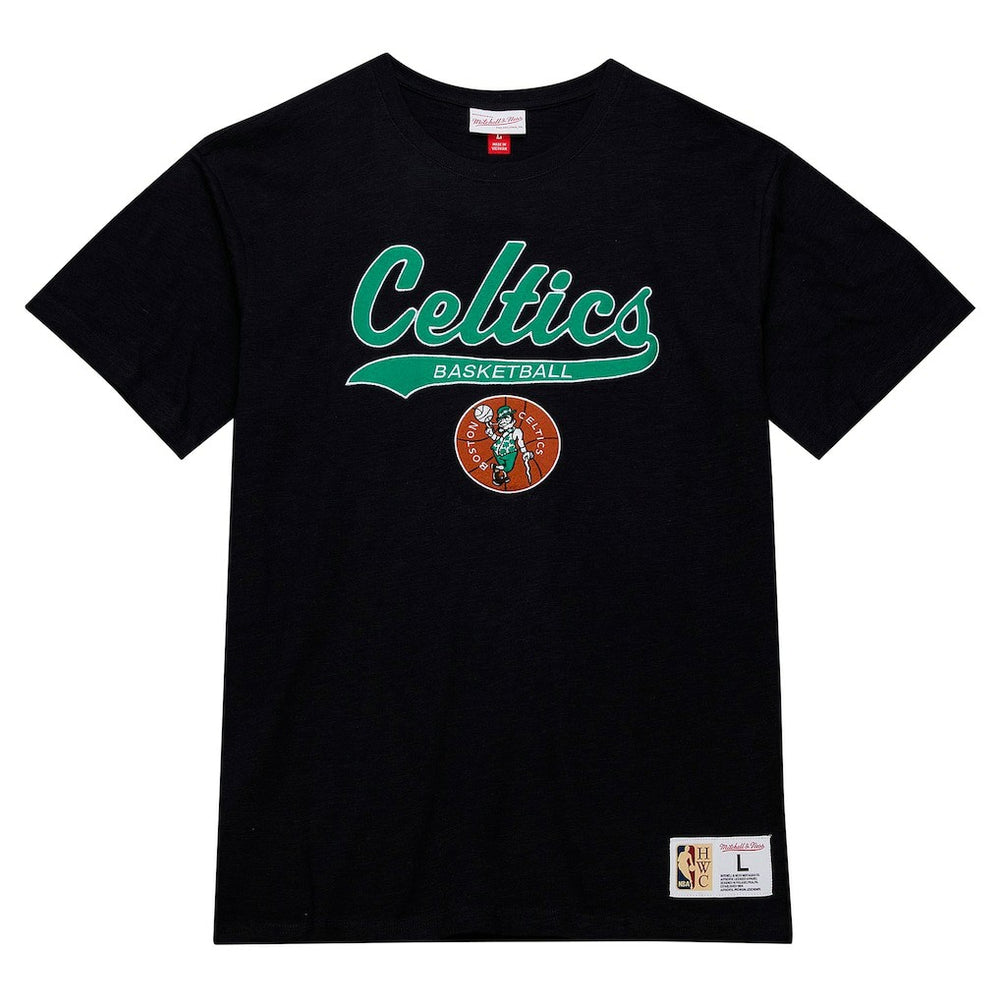 Boston Celtics Hardwood Classics Felt Applique Slub T-Shirt Black - Mitchell & Ness