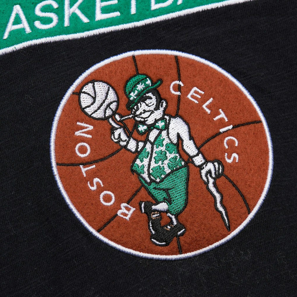 Boston Celtics Hardwood Classics Felt Applique Slub T-Shirt Black - Mitchell & Ness