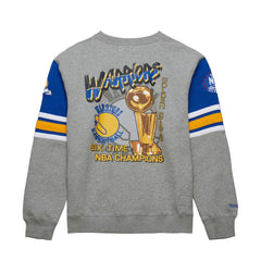 Golden State Warriors Hardwood Classics All Over 4.0 Pullover Sweatshirt Heather Gray - Mitchell & Ness