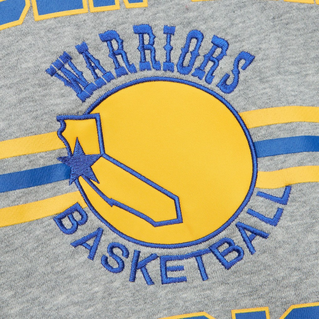 Golden State Warriors Hardwood Classics All Over 4.0 Pullover Sweatshirt Heather Gray - Mitchell & Ness