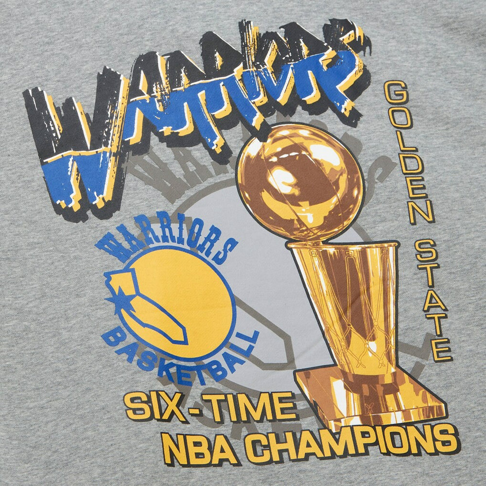 Golden State Warriors Hardwood Classics All Over 4.0 Pullover Sweatshirt Heather Gray - Mitchell & Ness