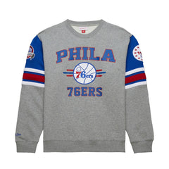 Philadelphia 76ers Hardwood Classics All Over 4.0 Pullover Sweatshirt Heather Gray - Mitchell & Ness