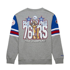 Philadelphia 76ers Hardwood Classics All Over 4.0 Pullover Sweatshirt Heather Gray - Mitchell & Ness