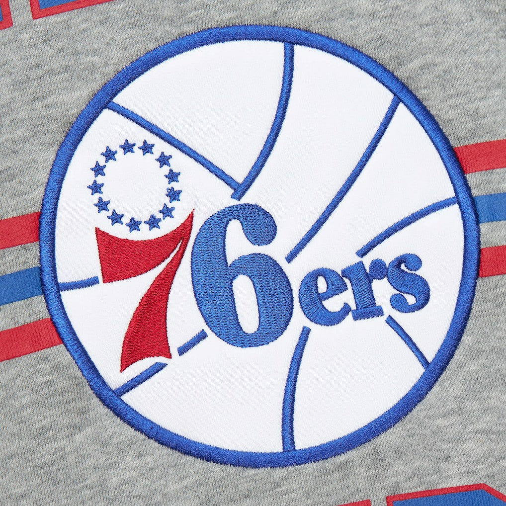 Philadelphia 76ers Hardwood Classics All Over 4.0 Pullover Sweatshirt Heather Gray - Mitchell & Ness
