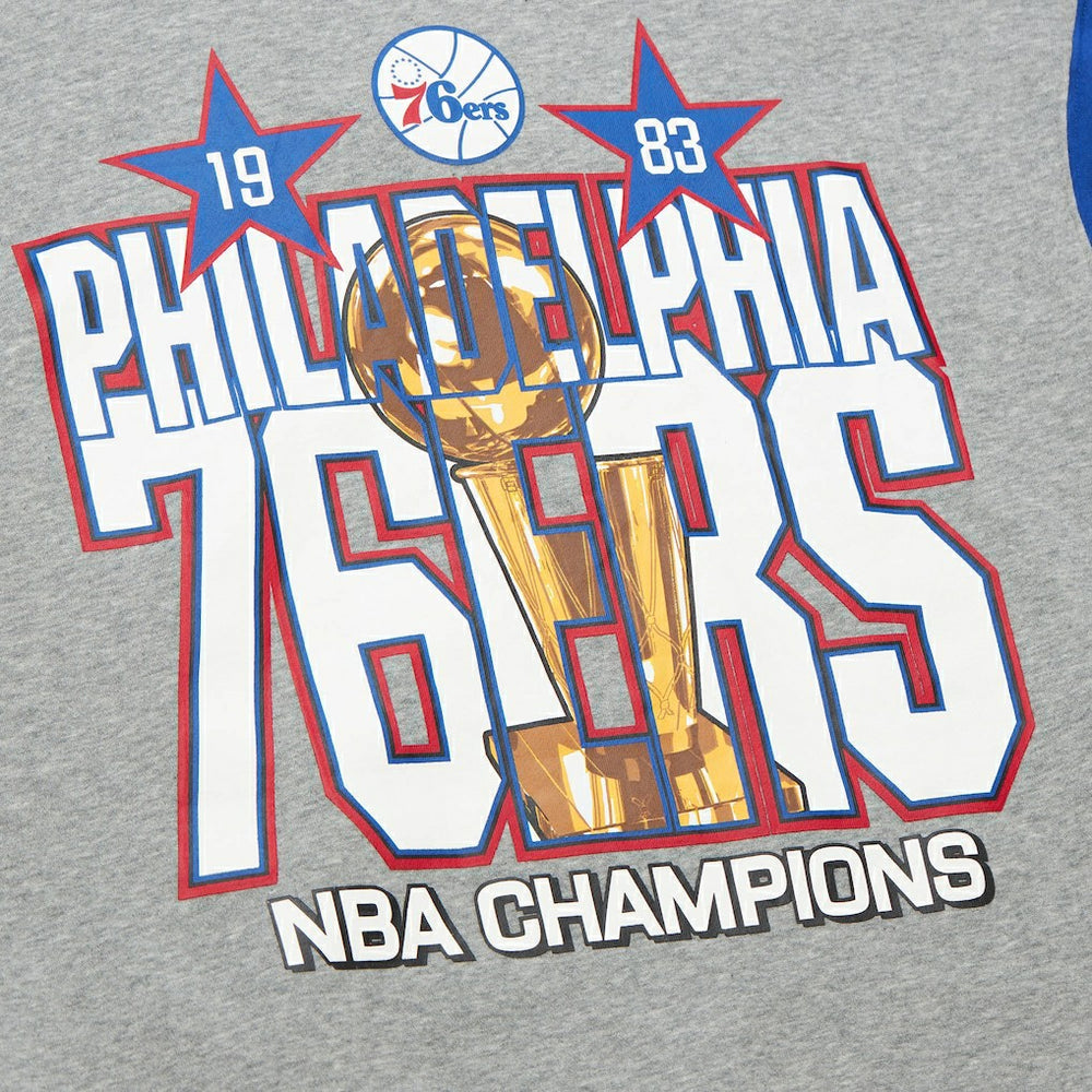 Philadelphia 76ers Hardwood Classics All Over 4.0 Pullover Sweatshirt Heather Gray - Mitchell & Ness