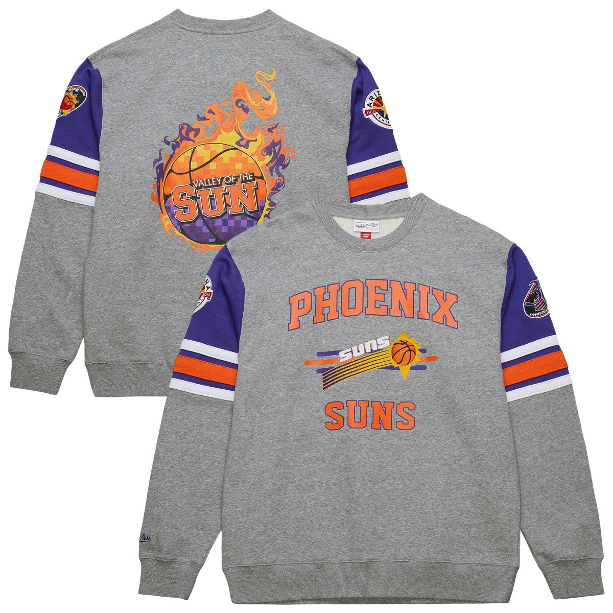 Phoenix Suns Hardwood Classics All Over 4.0 Pullover Sweatshirt Heather Gray - Mitchell & Ness