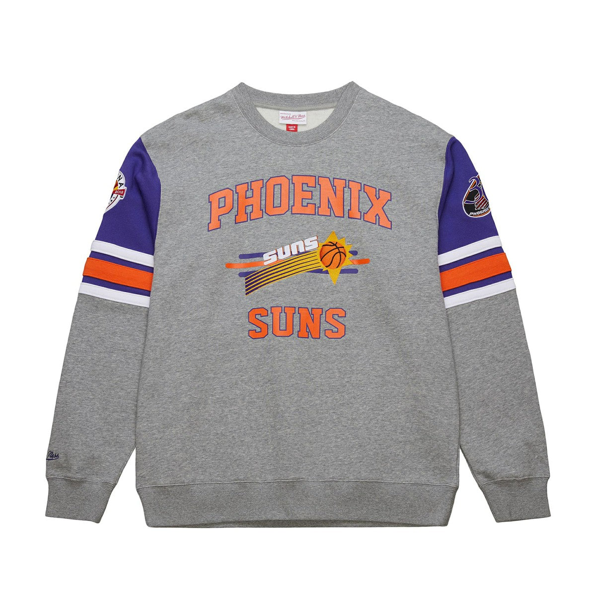 Phoenix Suns Hardwood Classics All Over 4.0 Pullover Sweatshirt Heather Gray - Mitchell & Ness