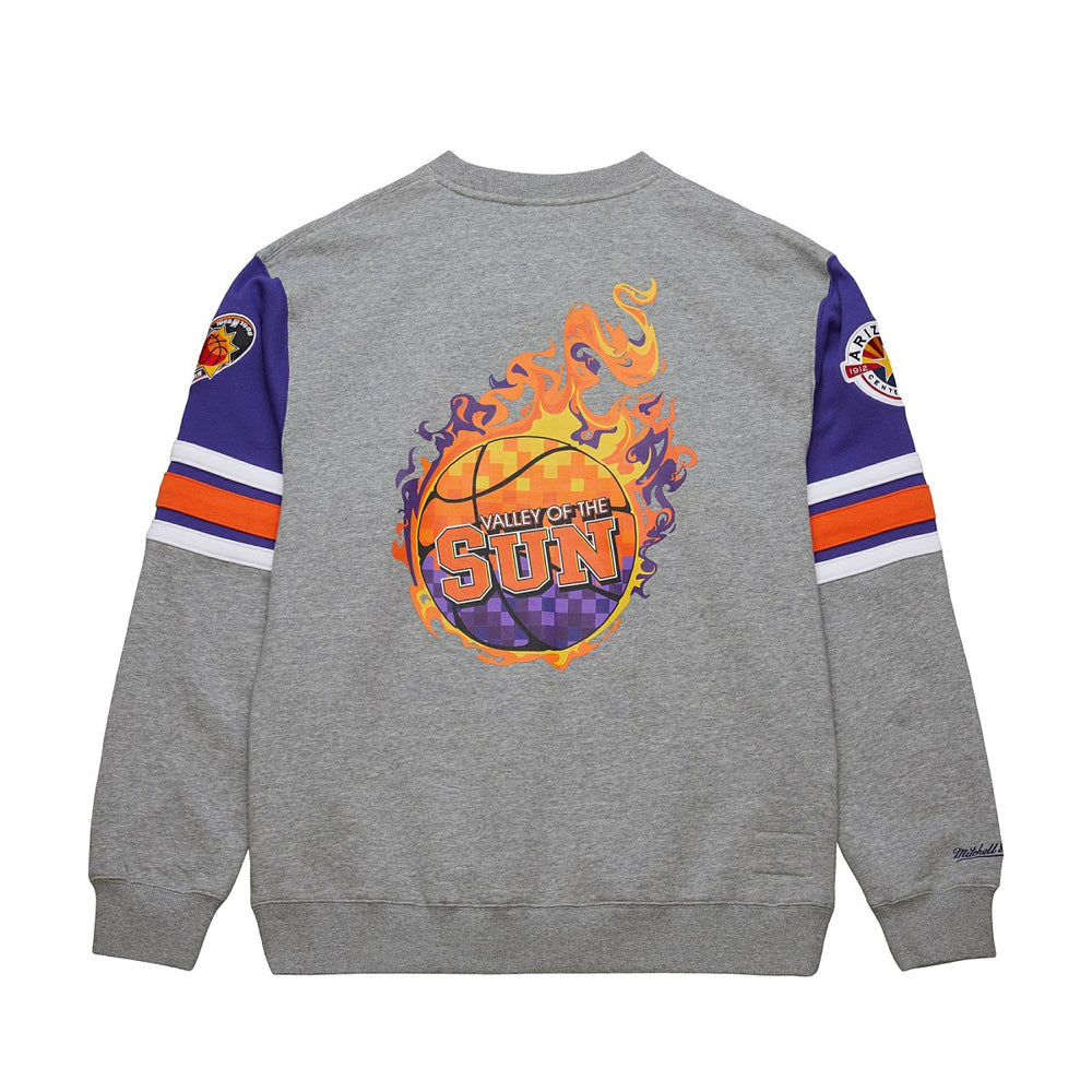 Phoenix Suns Hardwood Classics All Over 4.0 Pullover Sweatshirt Heather Gray - Mitchell & Ness
