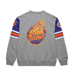 Phoenix Suns Hardwood Classics All Over 4.0 Pullover Sweatshirt Heather Gray - Mitchell & Ness