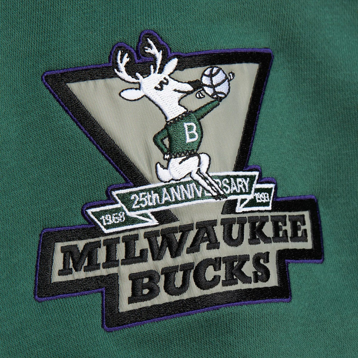 Milwaukee Bucks Hardwood Classics All Over 4.0 Pullover Sweatshirt Heather Gray - Mitchell & Ness